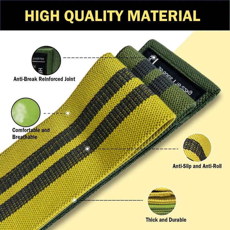 KANGFITER Non-Slip Fabric Resistance Bands for Working Out, Loop Exercise Bands for Booty Leg, Butt, Glute, Stretch Workout Bands for Women & Men, Hip Elastic Bands for Home Gym Fitness, Yoga, Pilates - Image 3